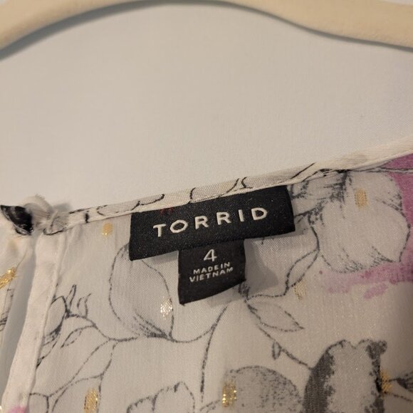 White with Purple Flower Formal Maxi Dress Torrid 4x NWOT - Picture 6 of 8